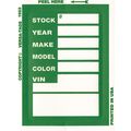 Car Dealer Depot Versa-Tag Kleer-Bak Stock Stickers, 3" X 4", 100 Per Box: Green Pk 423-G
